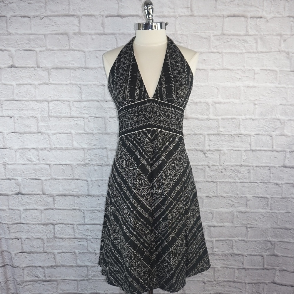 White House Black Market Embroidered Halter Dress